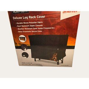 Heavy-Duty Deluxe Log Rack Cover Black 48" X 21" X 38" Weather Resistant